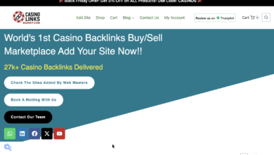 Casino Links Market dashboard showing casino backlink marketplace features